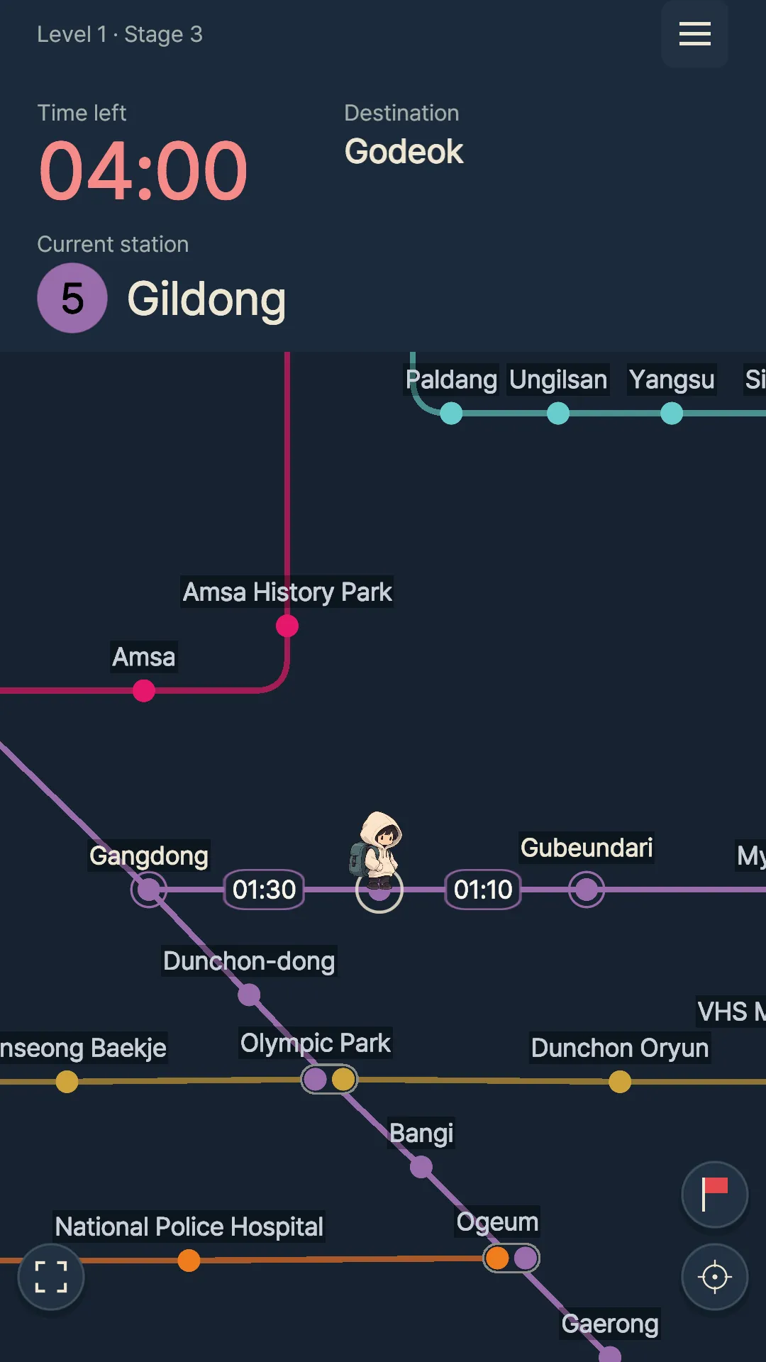 Before the Last Train! gameplay: choose connected stations and reach your destination within the time available